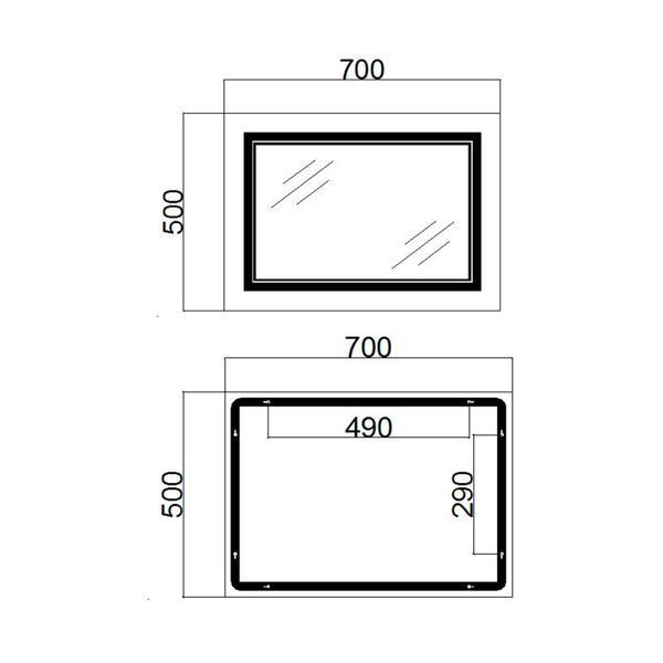 Дзеркало Qtap Cardinal (CA1) 700х500 з LED-підсвічуванням Touch, з антизапотіванням, з димером, рег. темп. кольору (3000-6500K) Reverse QT0478C5070 SD00052323 фото