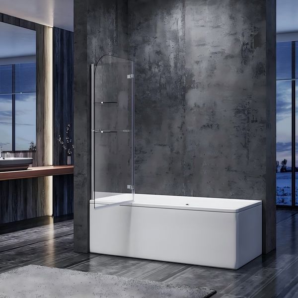 Шторки стеклянные на ванну Koer SR BS05-90x140 прозрачное стекло Easy Clean 6мм, хром KR5372 фото