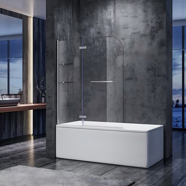 Шторки стеклянные на ванну Koer SR BS05-90x140 прозрачное стекло Easy Clean 6мм, хром KR5372 фото