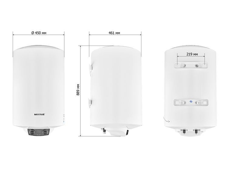 Водонагрівач "Циліндр" MIXXUS EWH-08100 ROUND DRY накопичувальний 100 л, сухий тен 2 kW WH0610 фото