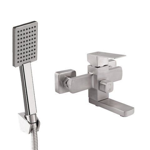 Смеситель для ванны Lidz Kubis 006 с поворотным изливом Nickel SD00034633 фото