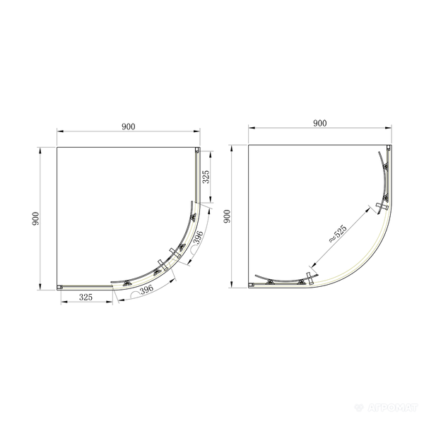 Душова SHQC51906 FRAME кабіна без піддона, розсувна - чверть кола 900*900 - хром/прозоре скло SHQC51106 фото
