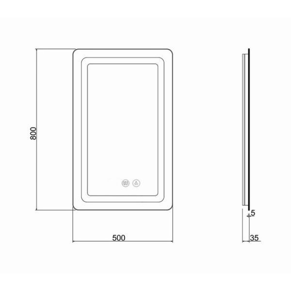 Зеркало Qtap Mideya (DC-F911) 500х800 с LED-подсветкой Touch, с антизапотеванием QT2078F911W SD00036737 фото