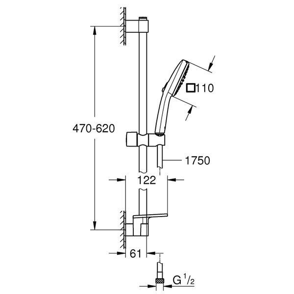 Душовий набір з 2 режимами, хром Tempesta Cube 110 Grohe 26907003 фото