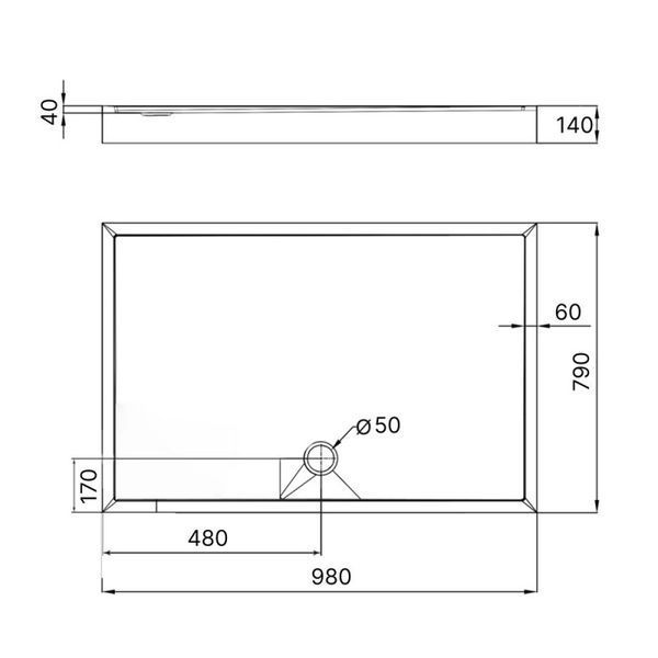 Душовий піддон KAPIELKA ST100x80х14 низький, прямокутний,  Lidz SD00051133 фото