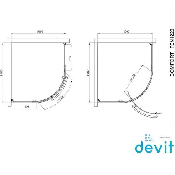 Душевая кабина Devit Comfort FEN1223 100х100 см профиль хром/прозрачное стекло FEN1123 фото