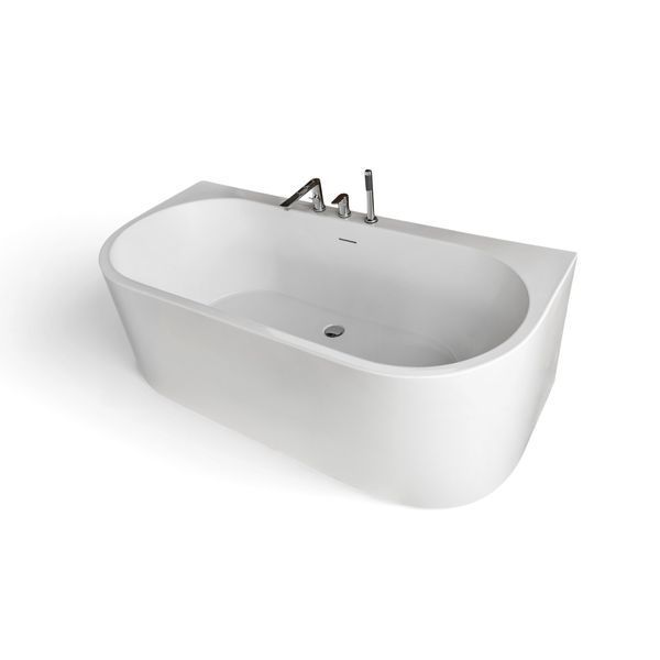 Ванна акриловая WB-Samanta F chrome  отдельностаящая 170x80 см с переливом и смемитилем, белая глянцев А0060804 фото