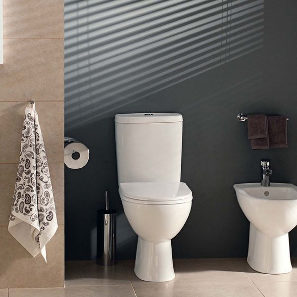 Унітаз-компакт косий.вип., сидіння з кришкою  Duroplast Soft close Click2Clean та арм. на 3/6 л, н/п FREJA L7922100U фото