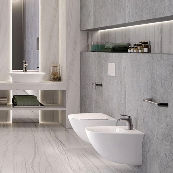 Унитаз подвесной безобедочный с крышкой, белый 52см RAK SENSATION  SENWC1446AWHA+SENSC3901WH фото