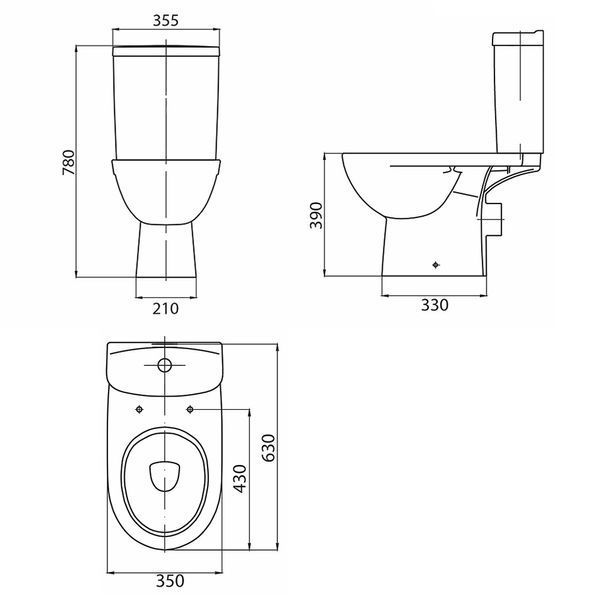 Унитаз-компакт гориз.вып., сиденье с крышкой Duroplast Soft close Click2Clean и арм. на 3/6 л, н/п FREJA Premium  L79047000 фото
