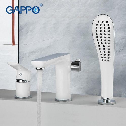 Змішувач для ванни на борт GAPPO G48 G1148, білий/хром G1148 фото