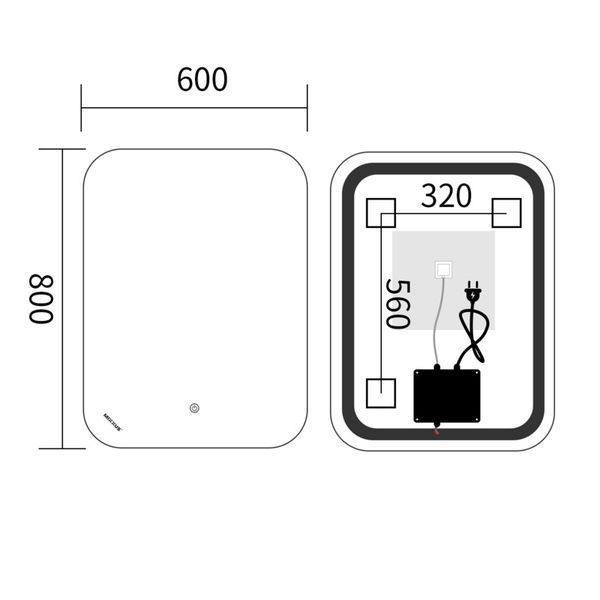 Дзеркало Mixxus Premium DIVERSE 80x60-Reverse з Led Touch, Anti-fog, димером (3-6,5kK) MP6638 фото