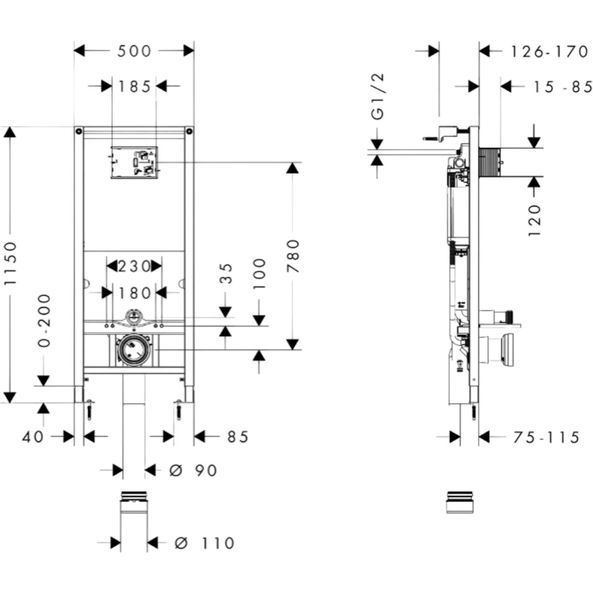 Інсталяція Hansgrohe iFrame Universal 1120 для підвесного унітаза  01022180 фото