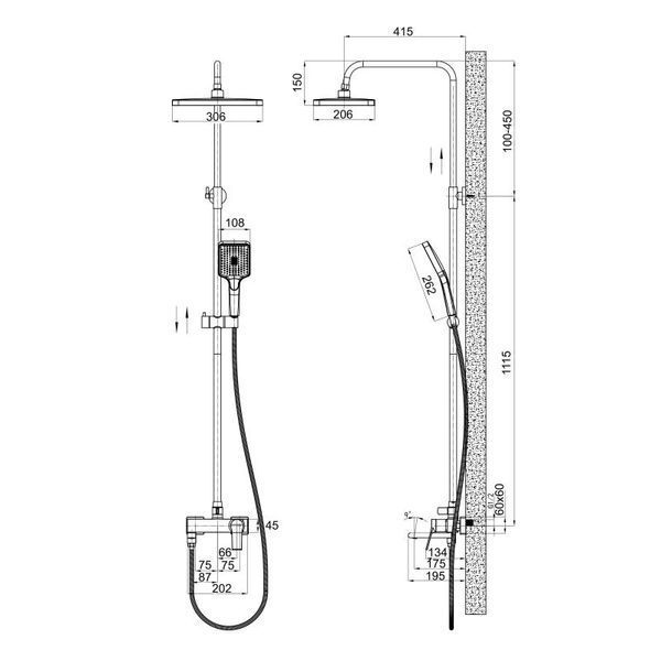 Душова система універсальна Qtap Arvin , Chrome (k35) на три споживача (з виливом) SD00054767 фото