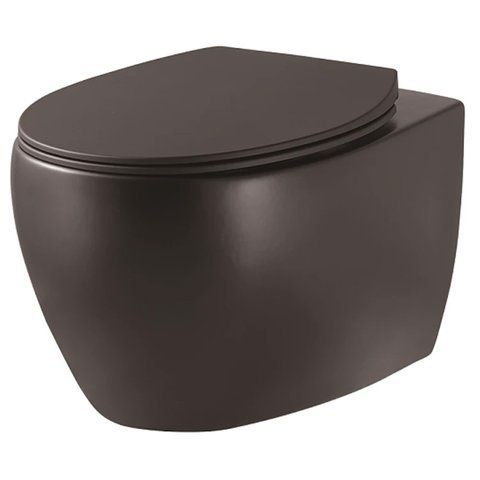ACQUA NEW Унитаз подвесной безобедочный, тонкая крышка soft-close, quickfix, черный матовый 3020155B  фото