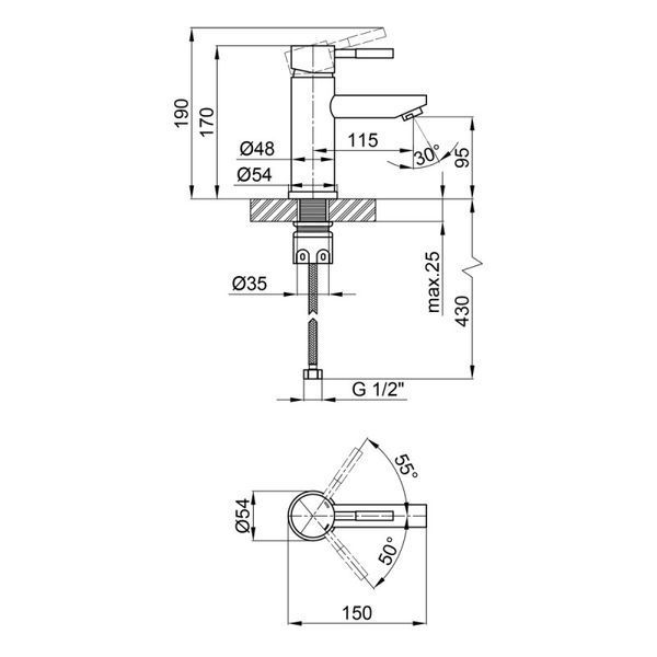 Змішувач для раковини Lidz Aria 001F Nickel SD00041041 фото
