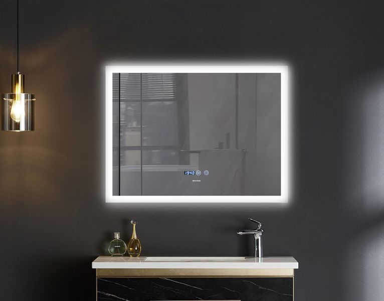 Зеркало Mixxus FLAT 80x60 80x60 с Led Touch, Anti-fog, димером, регулятором яркости, часами MI6928 фото