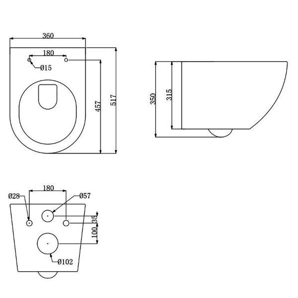 UNIVERSAL Унітаз підвісний безобідковий quick-fix, soft-close  Vortex Flush, білий DUN30201111W фото