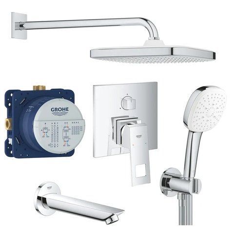 Душевая система скрытого монтажа на 3 выхода Grohe Eurocube Tempesta Cube 250 хром UA26417SC0 фото