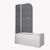Шторки стеклянные на ванну Koer SR BS04-95x140-TR-01 прозрачное стекло 6мм, хром KR5403 фото