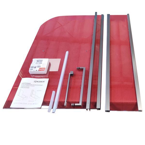 Шторки стеклянные на ванну Koer SR BS04-95x140-TR-01 прозрачное стекло 6мм, хром KR5403 фото