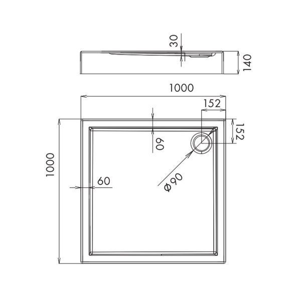 Душовий піддон Primera Frame STR1010 100х100х135 см квадратний STR1090 фото