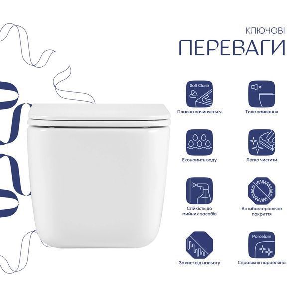 Унитаз подвесной Gemini  Ultra Quiet White, с сиденьем Slim Duroplast/Soft-close SD00055243 фото