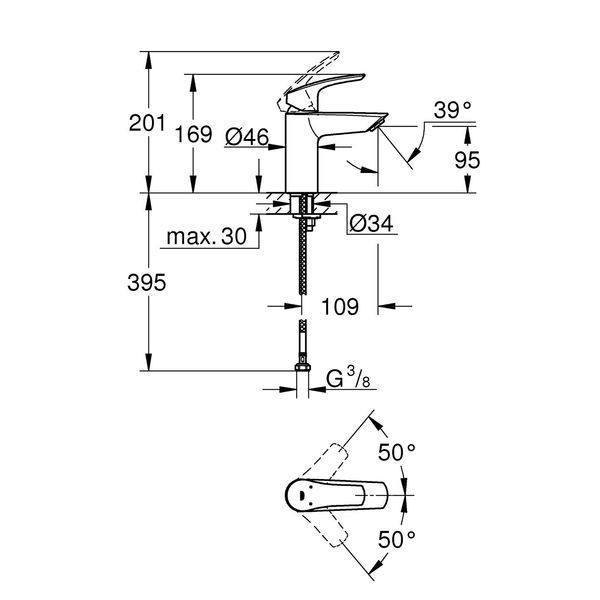 Смеситель для раковины S-размера Grohe Eurosmart 32467003  фото