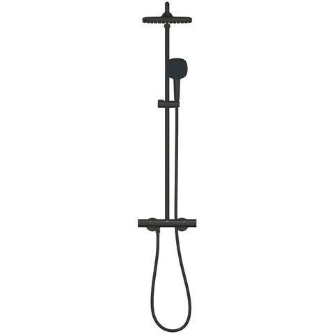 Душевая система с термостатом для настенного монтажа Grohe Tempesta System 250 черная матовая Cube 266892431  фото