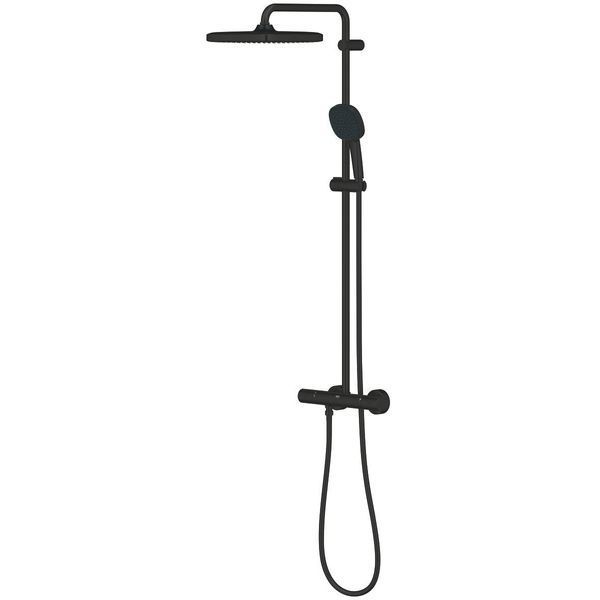 Душевая система с термостатом для настенного монтажа Grohe Tempesta System 250 черная матовая Cube 266892431  фото