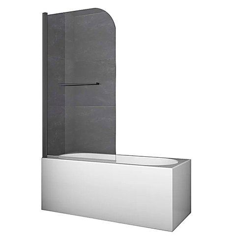 Шторки стеклянные на ванну Koer SR BS02-80x140-TR-07 прозрачное стекло Easy Clean 6мм, графит KR5941 фото