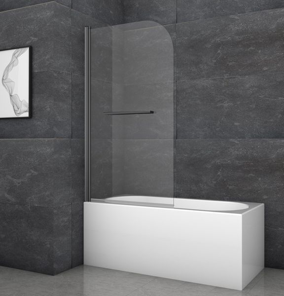 Шторки стеклянные на ванну Koer SR BS02-80x140-TR-07 прозрачное стекло Easy Clean 6мм, графит KR5941 фото