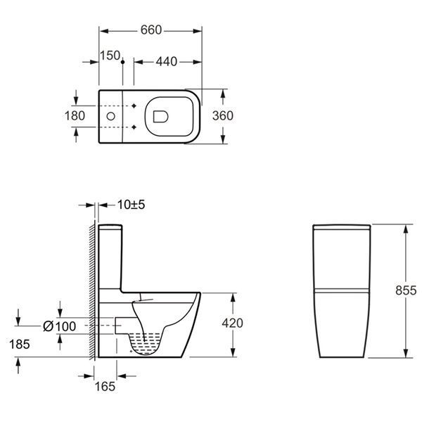 Компакт безобідковий QUADRA DEVIT з кришкою soft-close, Vortex Flush, білий глянець 2050140 фото