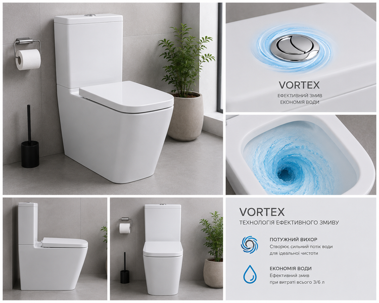 Компакт безобідковий QUADRA DEVIT з кришкою soft-close, Vortex Flush, білий глянець 2050140 фото