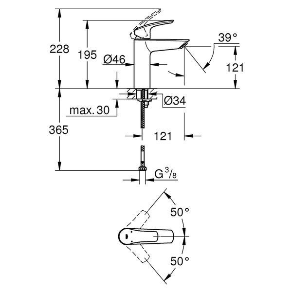 Смеситель для раковины M-размера Grohe Eurosmart черный мат 233222433 фото