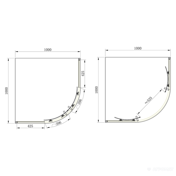 Душова SHQC51106 FRAME кабіна без піддона, розсувна - чверть кола 100*100 - хром/прозоре скло SHQC51106 фото
