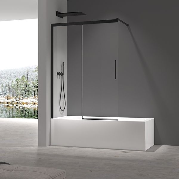 Шторки скляні на ванну розсувні Koer SR BS06-120x150-TR-01 прозоре скло Easy Clean 6мм, графіт KR5947 фото