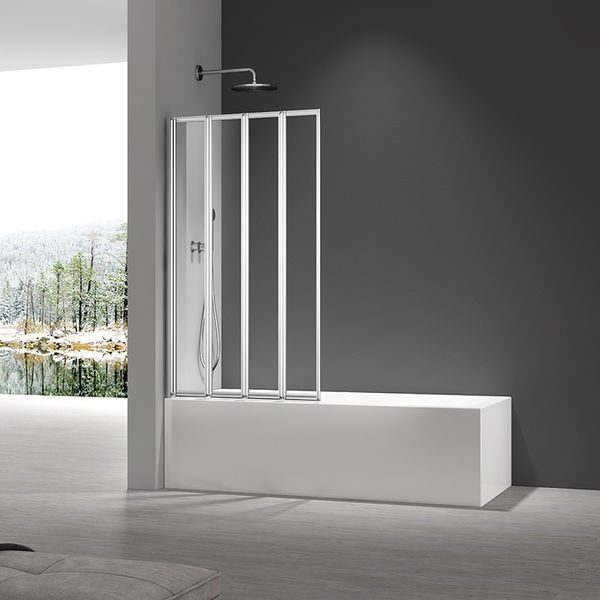 Шторки скляні на ванну складні Koer SR BS07-80x140-TR-01 прозоре скло Easy Clean 4мм, хром KR5948 фото