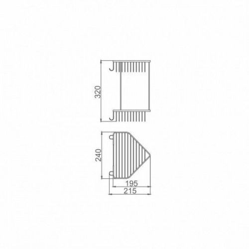 Полиця кутова Frap F335-1, 2-х ярусна, 240х320 мм, хром F335-1 фото