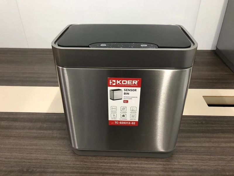 Мусорное ведро сенсорное прямоугольное Koer TC-020312-02 12 л цвет нержавейка KR5582 фото