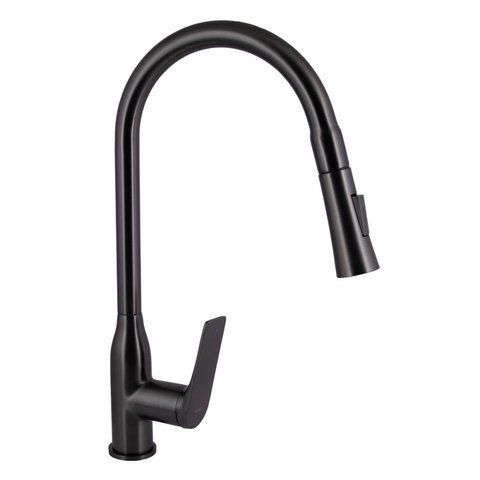 Смеситель для кухни Qtap Vlasta New с выдвижным изливом Gunmetal Black SD00051771 фото