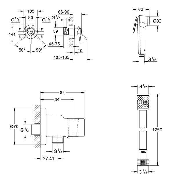 Набор 2 в 1 для туалета Grohe BauClassic (к-кт гиг.душа, смеситель прих.монтажа) UA2904800S фото