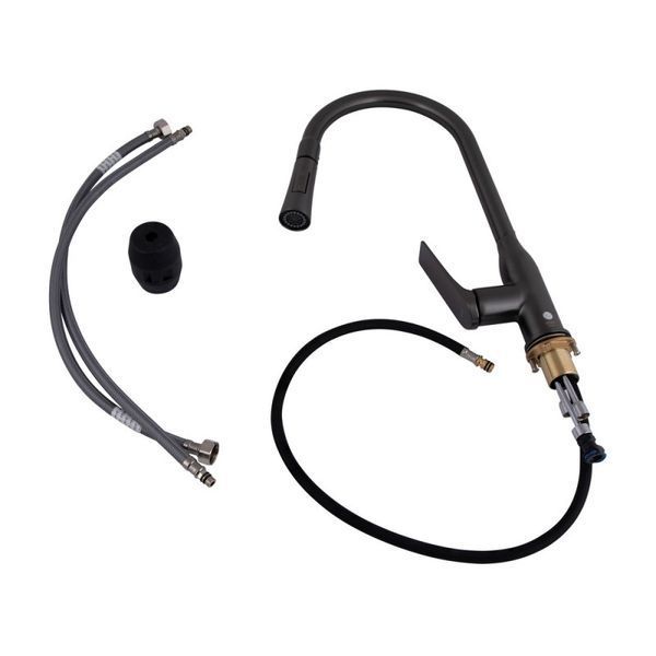Змішувач для кухні Qtap Vlasta New з висувним виливом Gunmetal Black SD00051771 фото