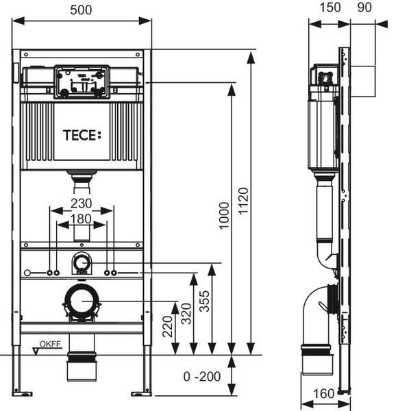 Інсталяція для унітаза TECE Base 1120мм 9400401 фото